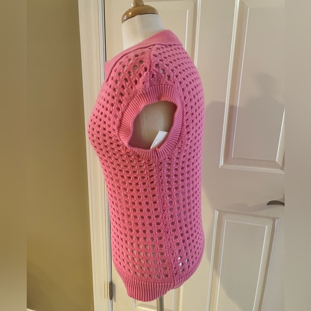 NWT French Connection Pink Relaxed V Neck sleeveless sweater vest-Size XS - Picture 4 of 7